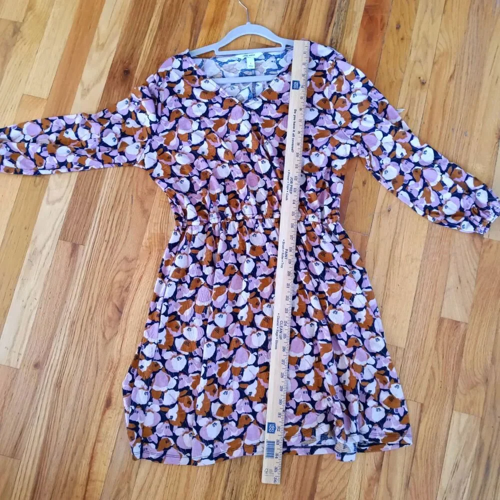 NINE WEST Floral Long Sleeve Textured Knee Length Dress Women's L - Picture 8 of 9